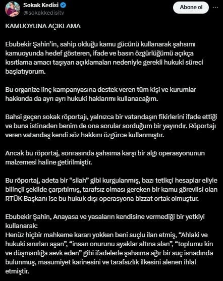 Street Journalist's Target: Confronting the RTÜK President